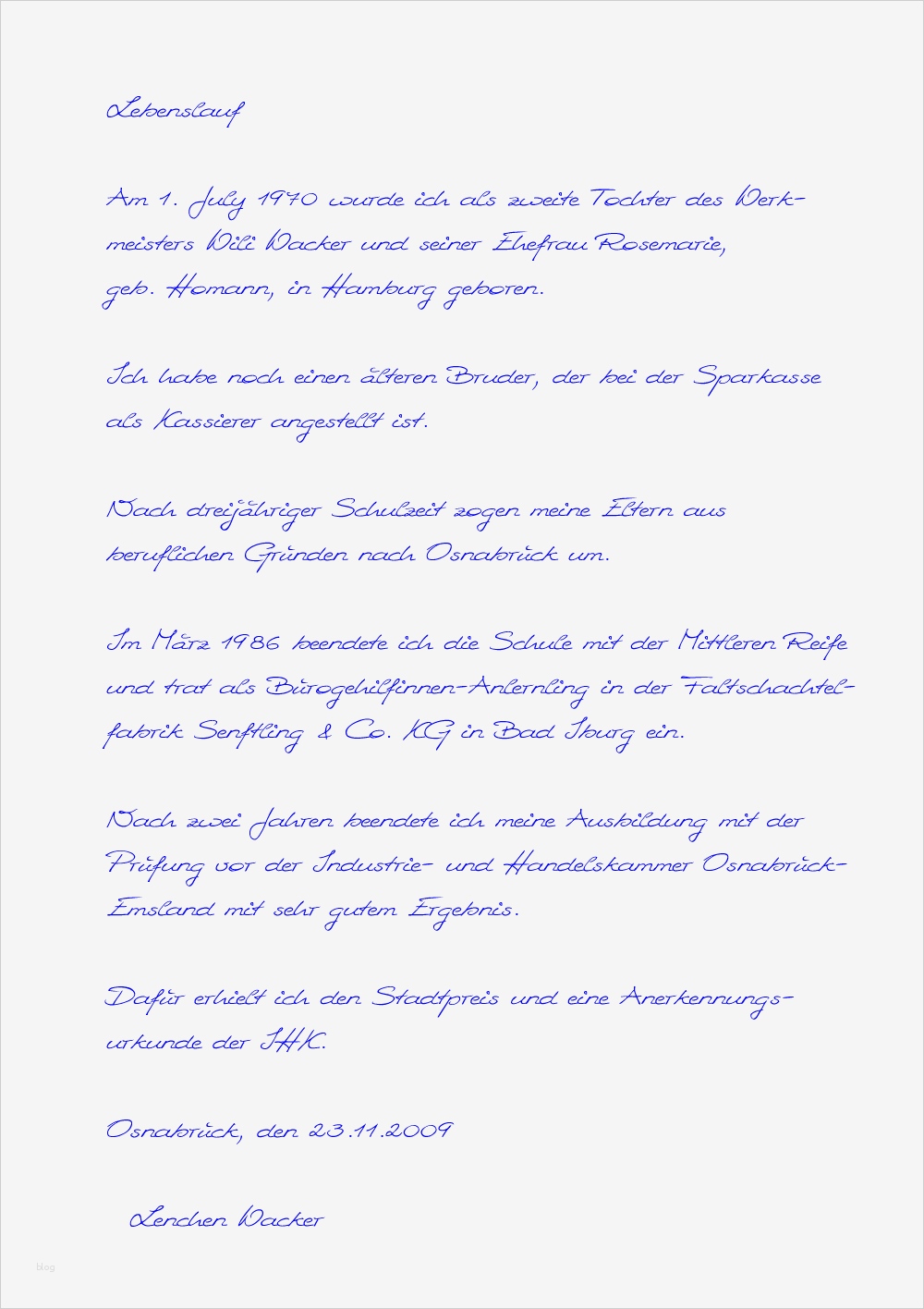 Ausformulierter Lebenslauf Vorlage Genial Handgeschriebener Lebenslauf