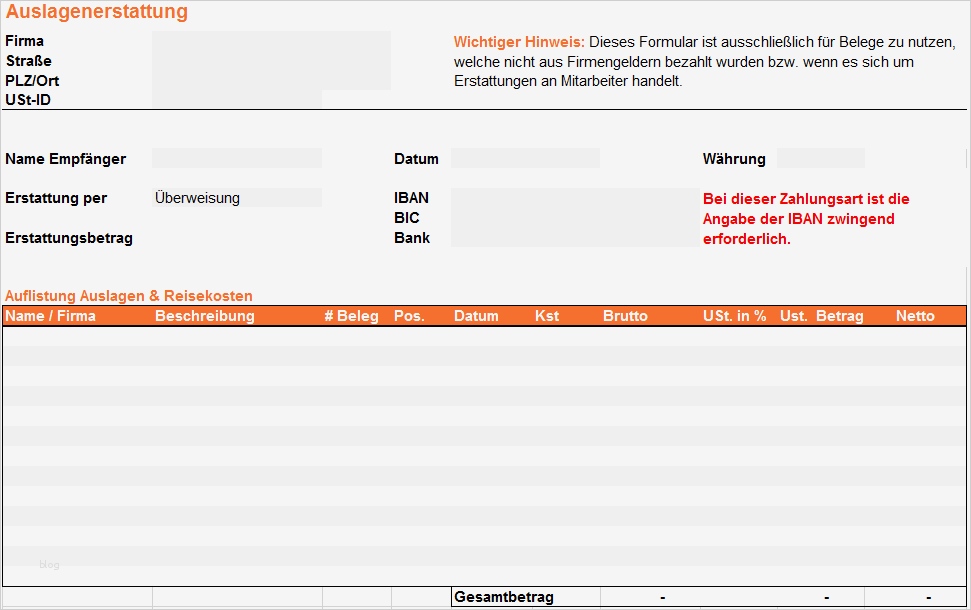 Auslagenerstattung Vorlage Hübsch Wunderbar Abrechnungsformular Vorlage Galerie Entry