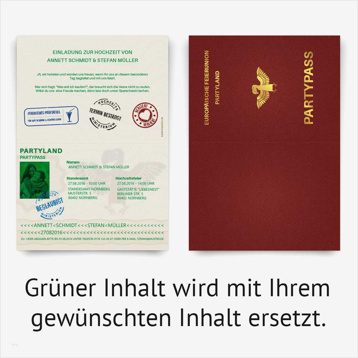 Ausweis Drucken Vorlage Cool Lustige Hochzeitseinladungen Als Reisepass