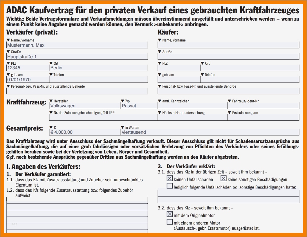 Auto Kaufvertrag Vorlage Inspiration 7 Auto Kaufvertrag Vorlage
