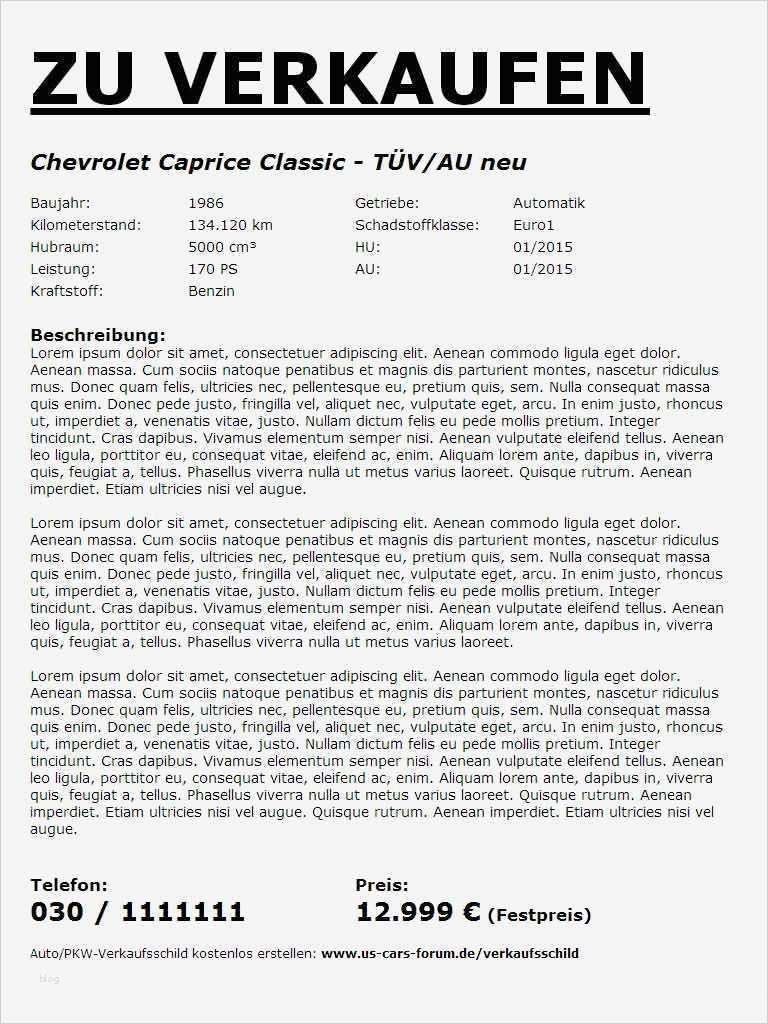 Auto Verkaufen Vorlage Best Of Kostenloses Auto Pkw Verkaufsschild Zum Ausdrucken