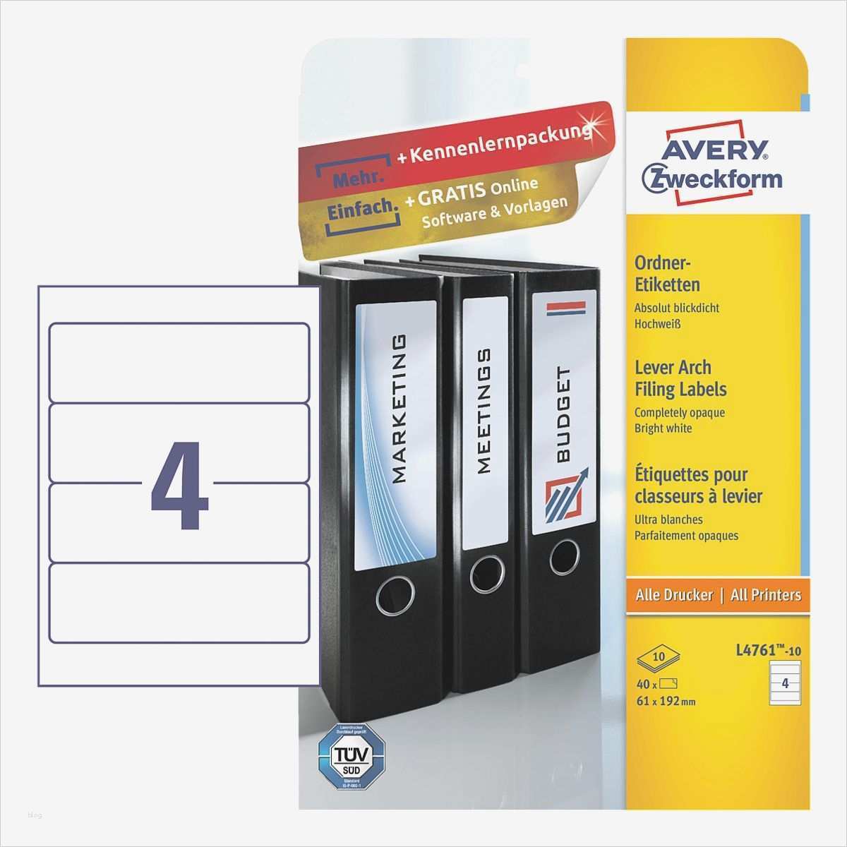 Avery Zweckform ordner Etiketten Vorlagen Gut Avery Zweckform Selbstklebende ordnerrücken Etiketten