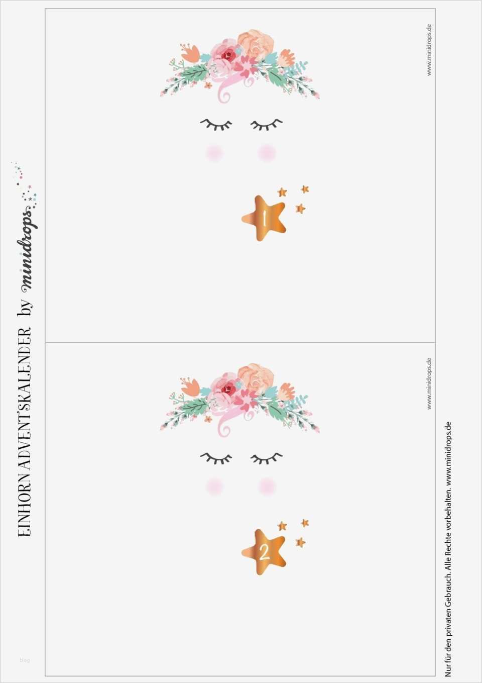 Babybauch Bemalen Vorlagen Zum Ausdrucken Wunderbar Einhorn Adventskalender Bastelvorlage • Minidrops
