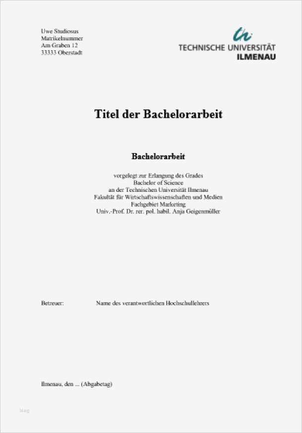 Bachelorarbeit Vorlage Erstaunlich Das Deckblatt Für Bachelorarbeit Worauf Muss Man Achten