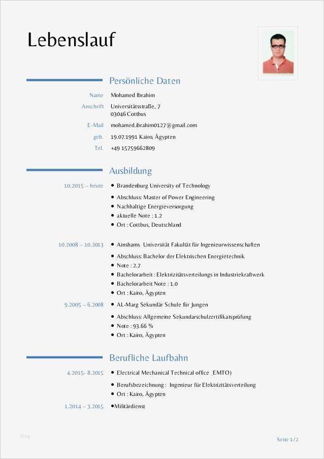 Bachelorarbeit Vorlage Erstaunlich Lebenslauf Mohamed Ibrahim 3