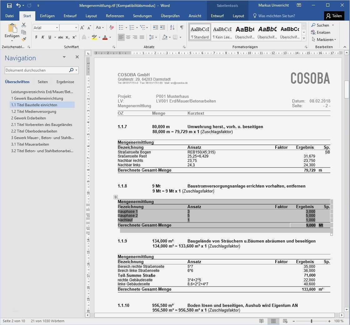 Bauzeitenplan Vorlage Luxus Kostenlose Mengenermittlung Als Gaeb X31 Word Und Excel