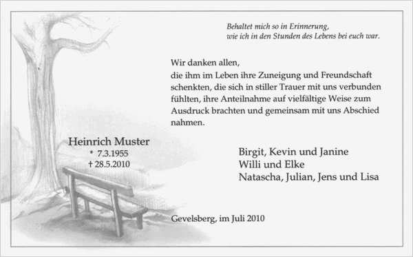 Beerdigung Danksagung Vorlage Gut Beispiele Traueranzeigen Und Trauerbriefe Bestattungen