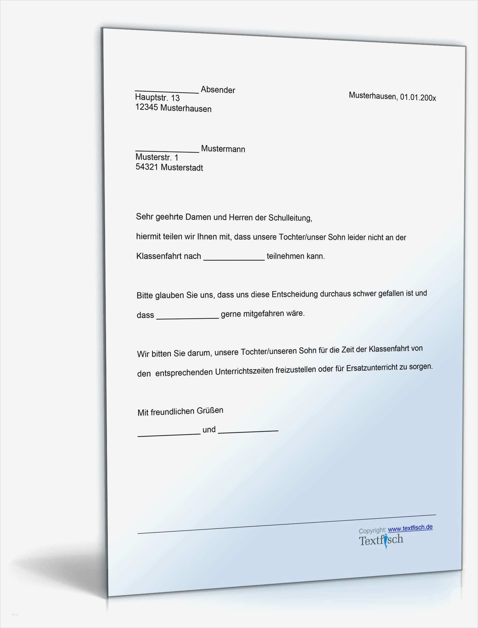Befreiung Vom Unterricht Vorlage Großartig Befreiung Teilnahme Klassenfahrt