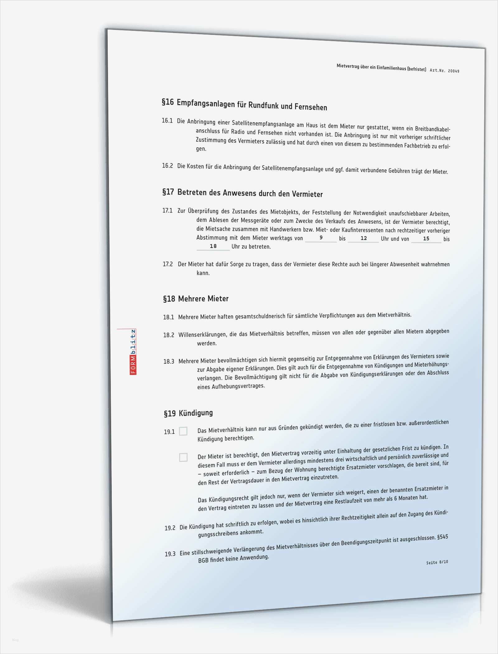 Befristeter Mietvertrag Vorlage Großartig Befristeter Mietvertrag Einfamilienhaus