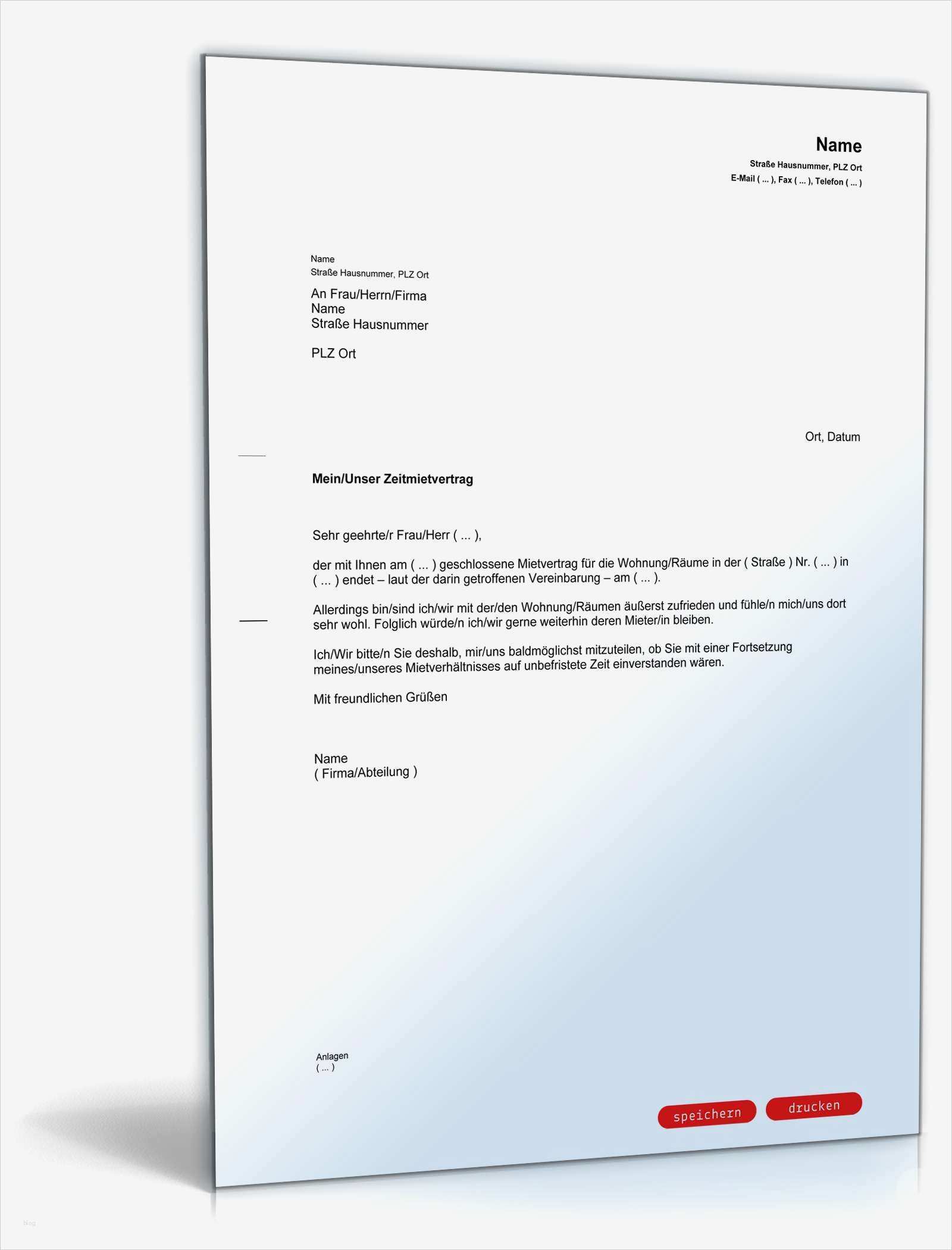 Großzügig Mietvertragsverlängerung Vereinbarung Vorlage