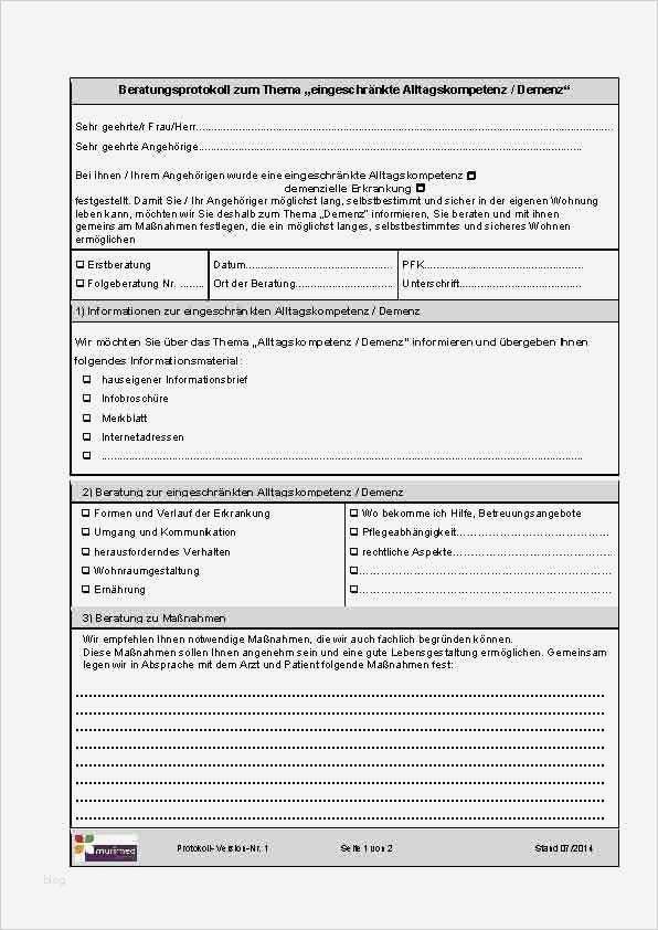Beratungsprotokoll Pflege Vorlage Inspiration formulare &amp; Protokolle