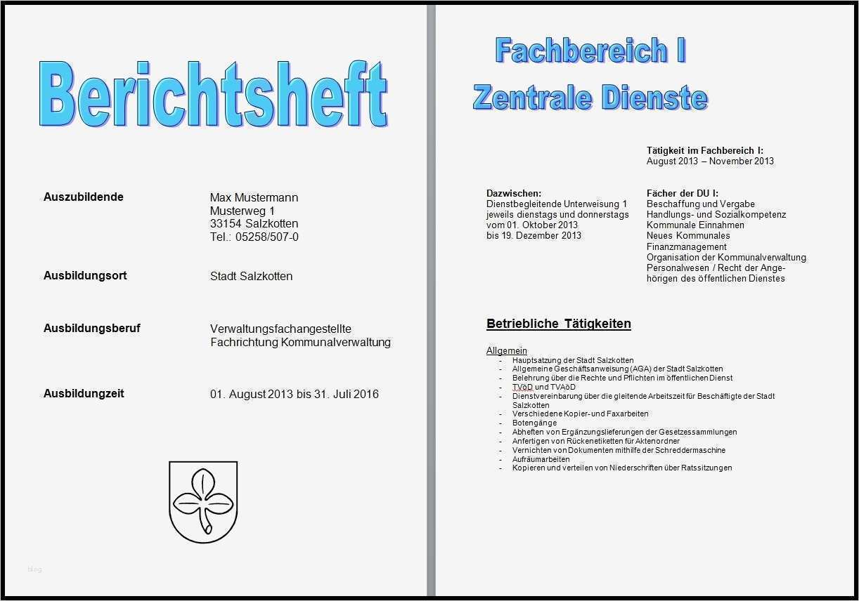 Berichtsheft Ausbildung Vorlage Fabelhaft Berichtsheft Inhaltsverzeichnis