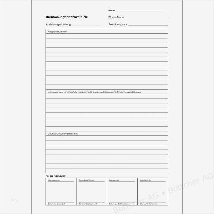 Berichtsheft Kfz Mechatroniker Vorlage Luxus Ausbildungsnachweis Nr 34 Ausbildungsabteilung Lw Lehrjahr