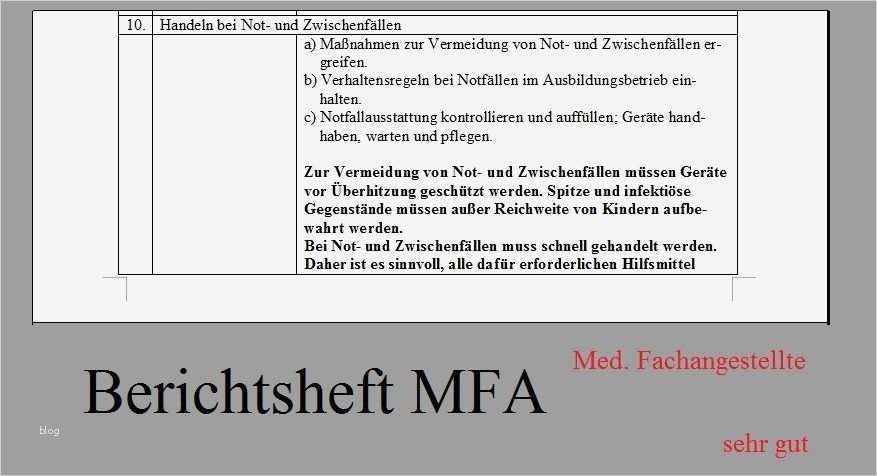 Berichtsheft Koch Vorlage Angenehm Berichtsheft Medizinische Fachangestellte Mfa Berichte