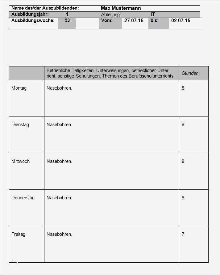 Berichtsheft Vorlage Ihk Download Luxus Berichtsheft Ausbildung Vorlage Word