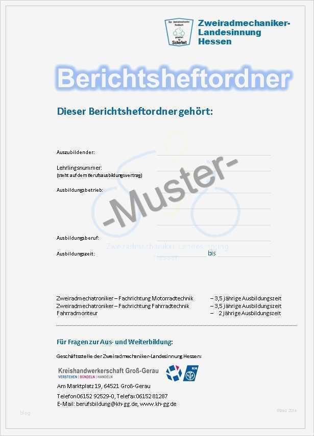 Berichtsheft Vorlage Online Luxus Berichtsheft Zweiradmechaniker
