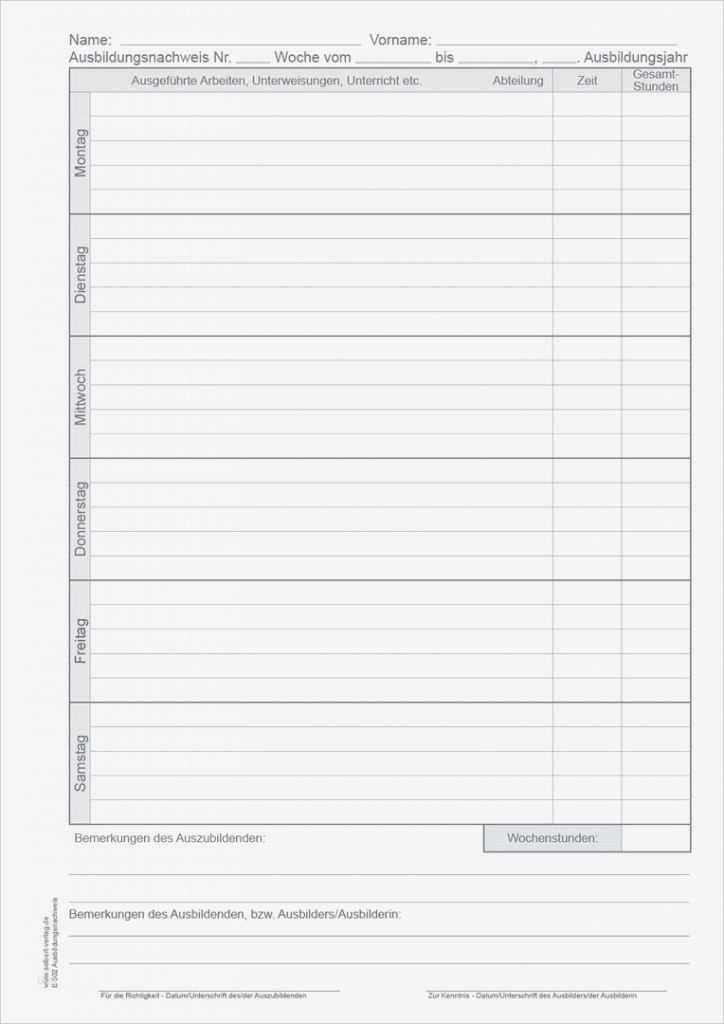 Berichtsheft Vorlage Pdf Gut Berichtsheft Vorlage Download