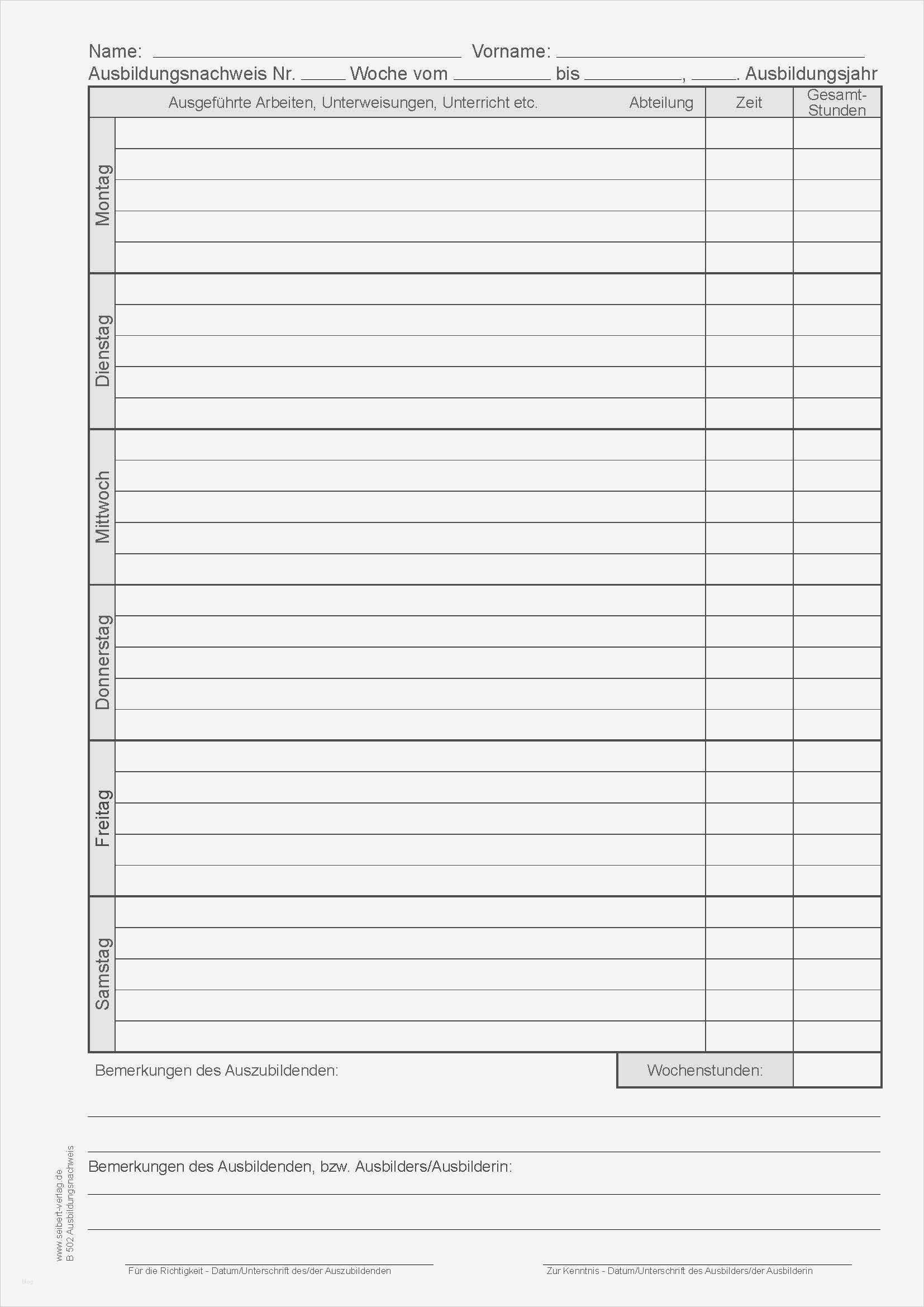 Berichtsheft Vorlage Pdf Neu Ausbildungsnachweis Nr 34 Ausbildungsabteilung Lw Lehrjahr