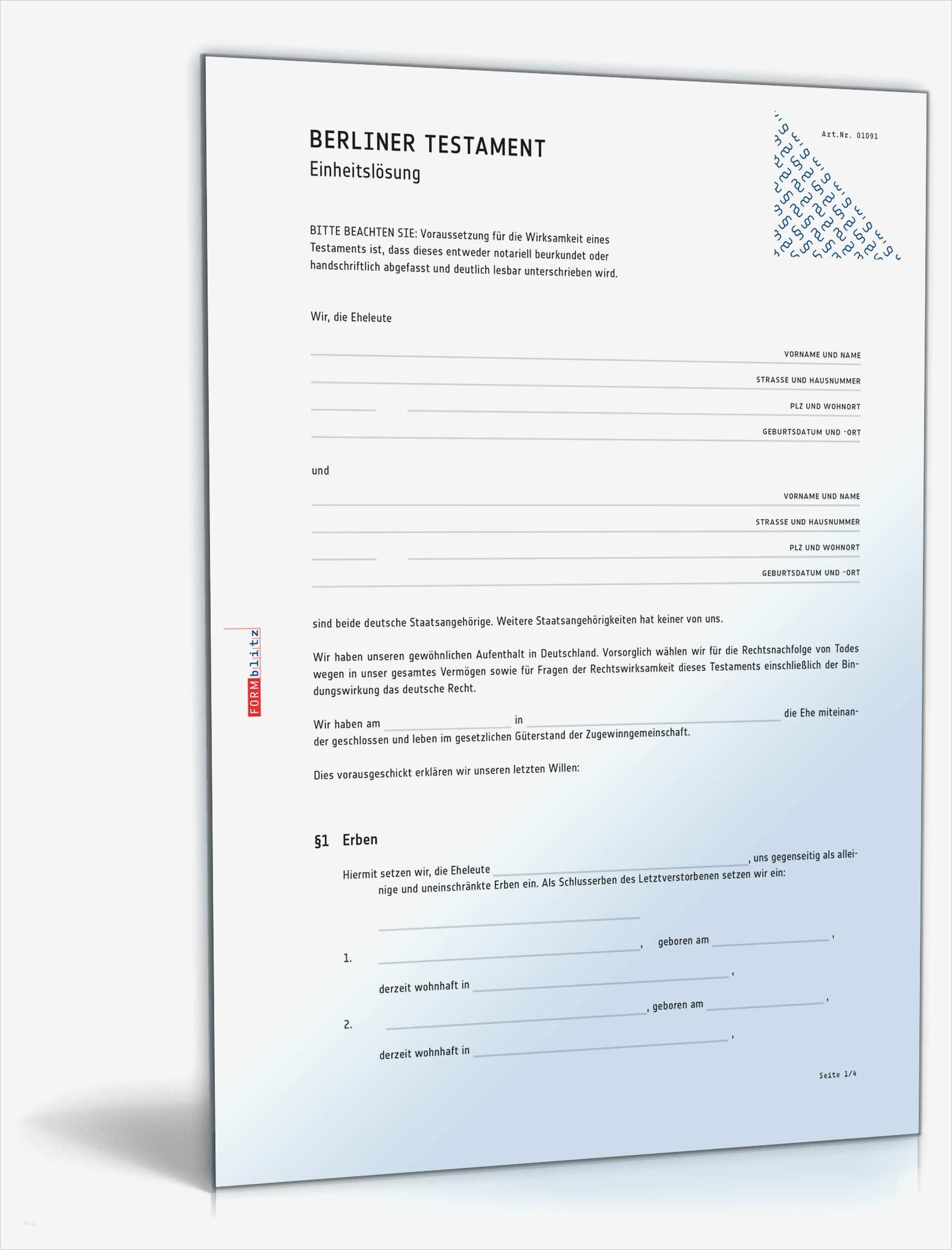 Berliner Testament Vorlage Hübsch Beliebte Downloads • Testamente Dokumente & Vorlagen
