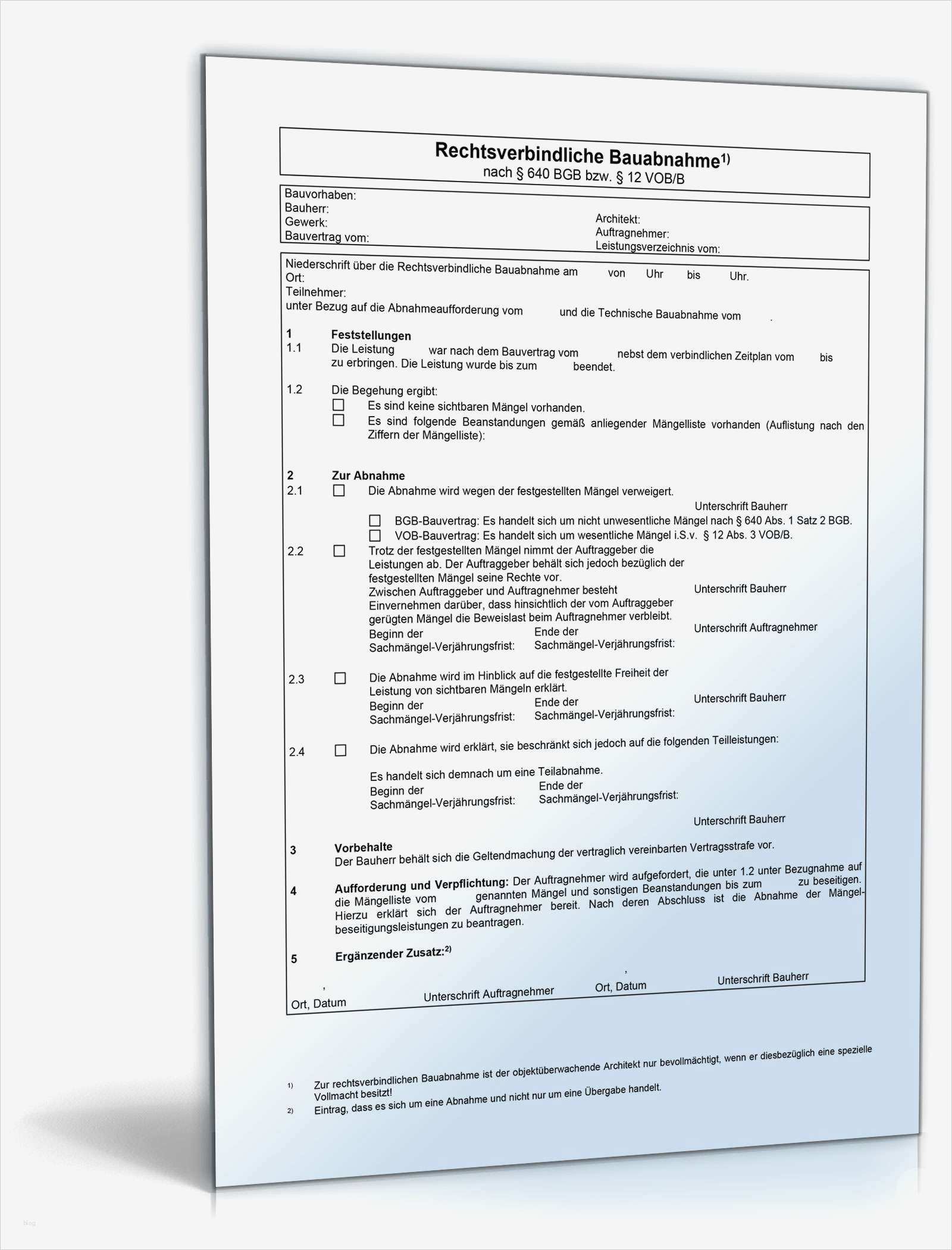 Berliner Testament Vorlage Kostenlos Pdf Einzigartig Rechtsverbindliche Bauabnahme