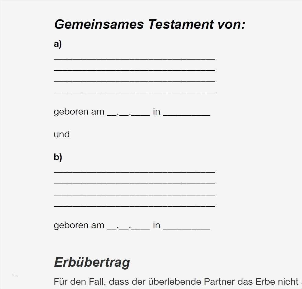 Berliner Testament Vorlage Kostenlos Pdf Erstaunlich Ehegattentestament Testament Handschriftlich