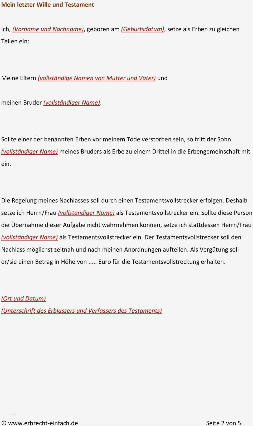 Berliner Testament Vorlage Kostenlos Pdf Genial Testament Muster Testament Vorlage Testament Vordruck