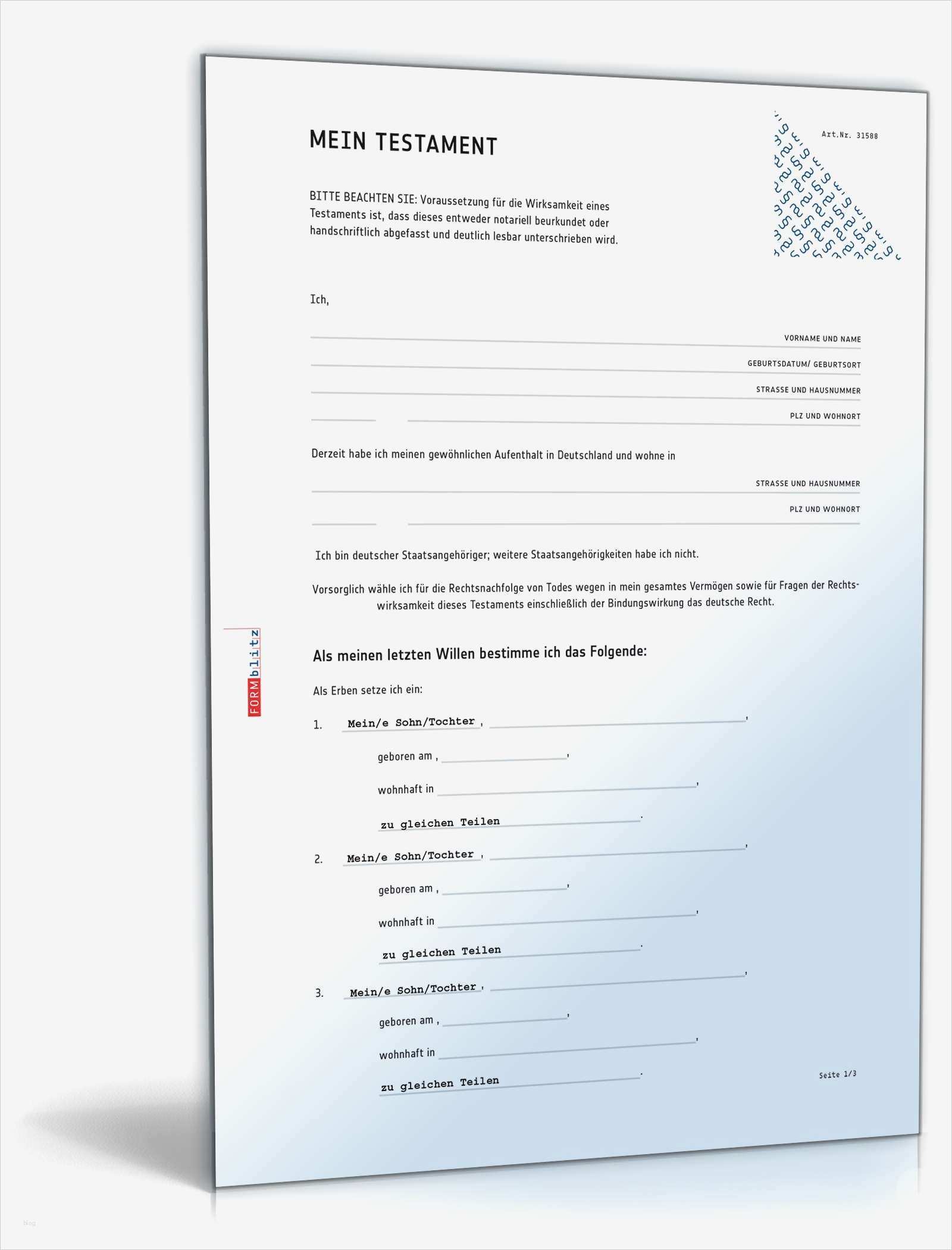 Berliner Testament Vorlage Kostenlos Pdf Süß Testament Mit Auflagen