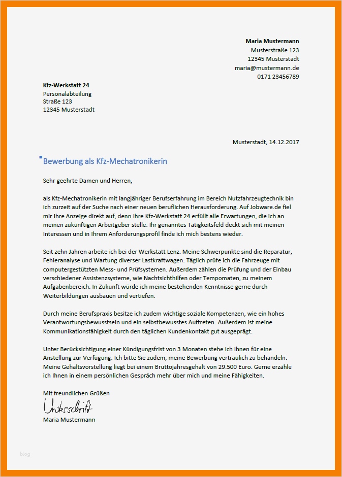 Berufsbild Vorlage Best Of 7 Bewerbung Mechaniker