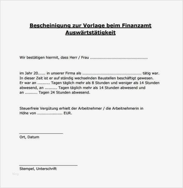 Bescheinigung Auswärtstätigkeit Zur Vorlage Beim Finanzamt Einzigartig Vorlage Bescheinigung Auswärtstätigkeit