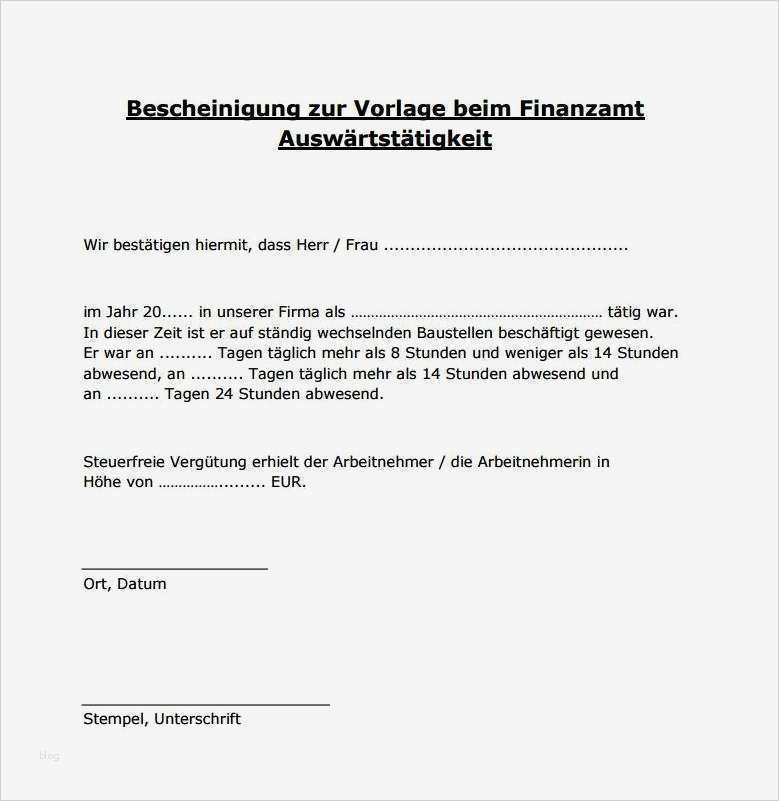 Bescheinigung Zur Vorlage Beim Finanzamt Auswärtstätigkeit 2016 Süß Vorlage Bescheinigung Auswärtstätigkeit