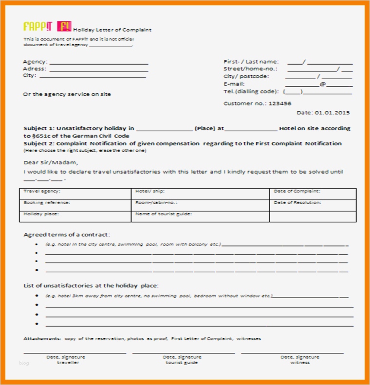 Beschwerdebrief Vorlage Angenehm 11 Beschwerdeformular Muster