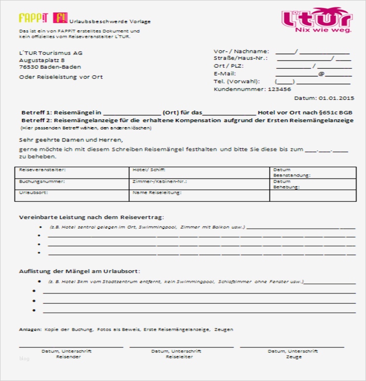 Beschwerdebrief Vorlage Großartig Vorlage Reisebeschwerde Nach Reiseveranstaler