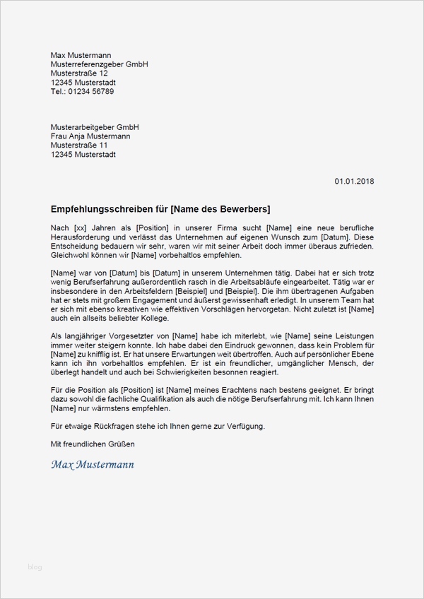 Beschwerdebrief Vorlage Hübsch Empfehlungsschreiben Aufbau Inhalt sowie Vorlagen
