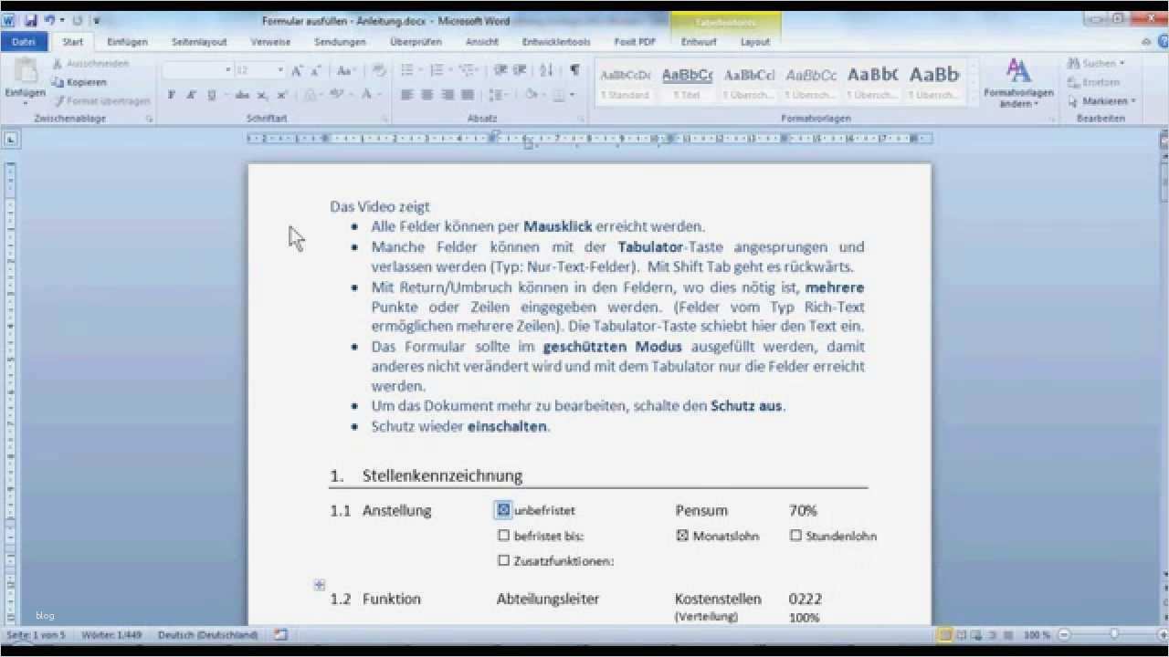 Besprechungsprotokoll Vorlage Word 2010 Luxus Word 2010 formular Felder Ausfüllen Schutz Aufheben