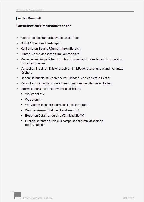 Bestellung Brandschutzhelfer Vorlage Doc Großartig Checkliste Brandschutzhelfer