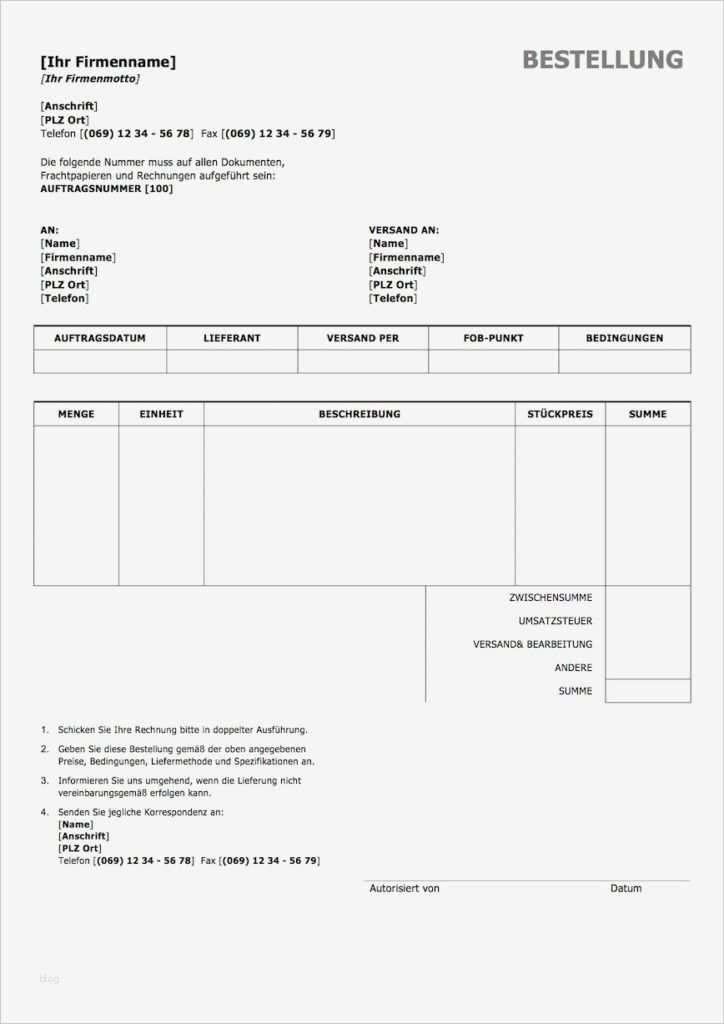 Bestellung Vorlage Schön Bestellformular Vorlage