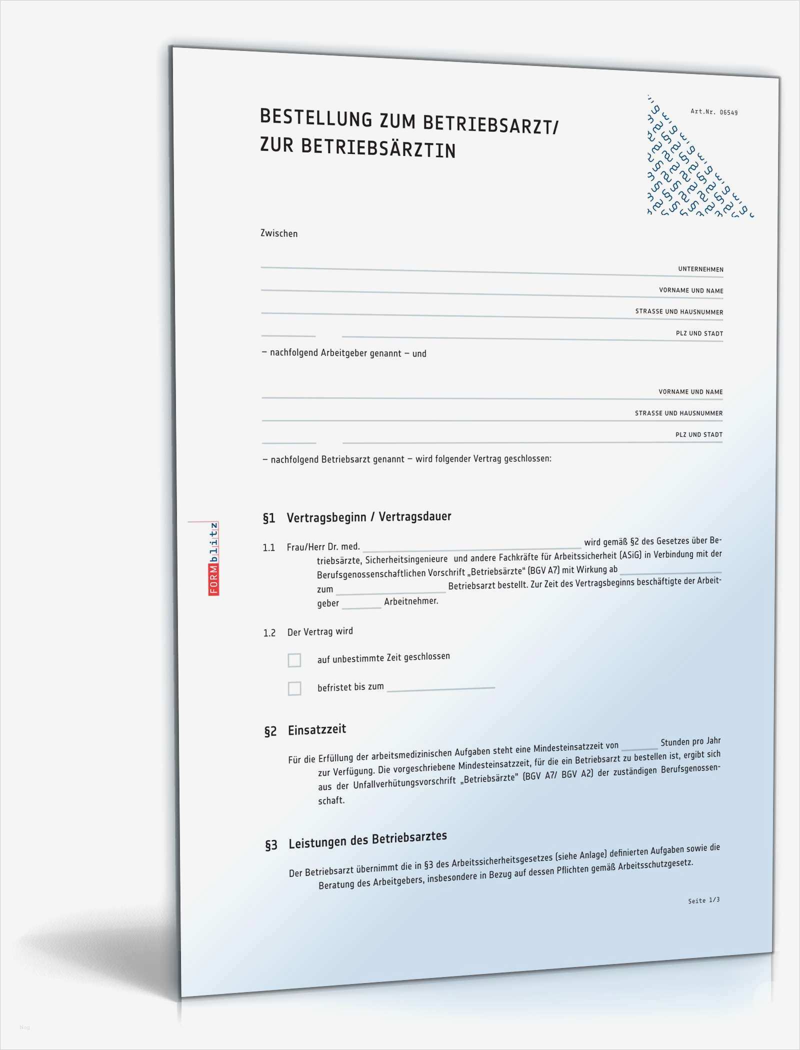 Bestellung Vorlage Schönste Bestellung Betriebsarzt