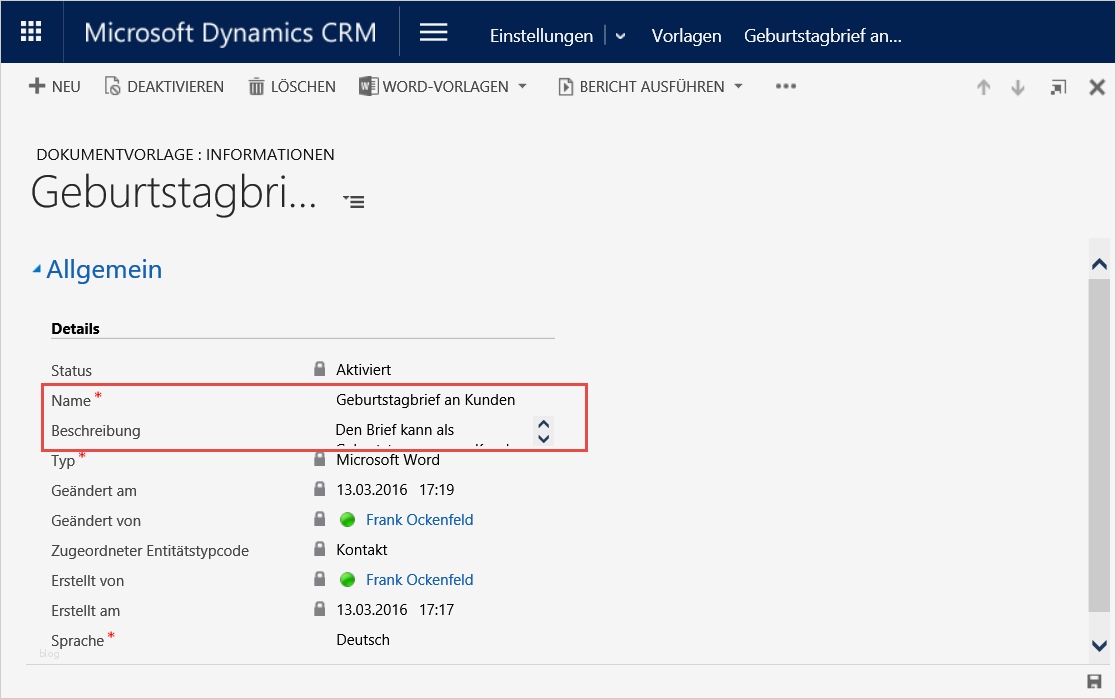 Die neuen Word Vorlagen in Dynamics CRM 2016 Digi p Blog