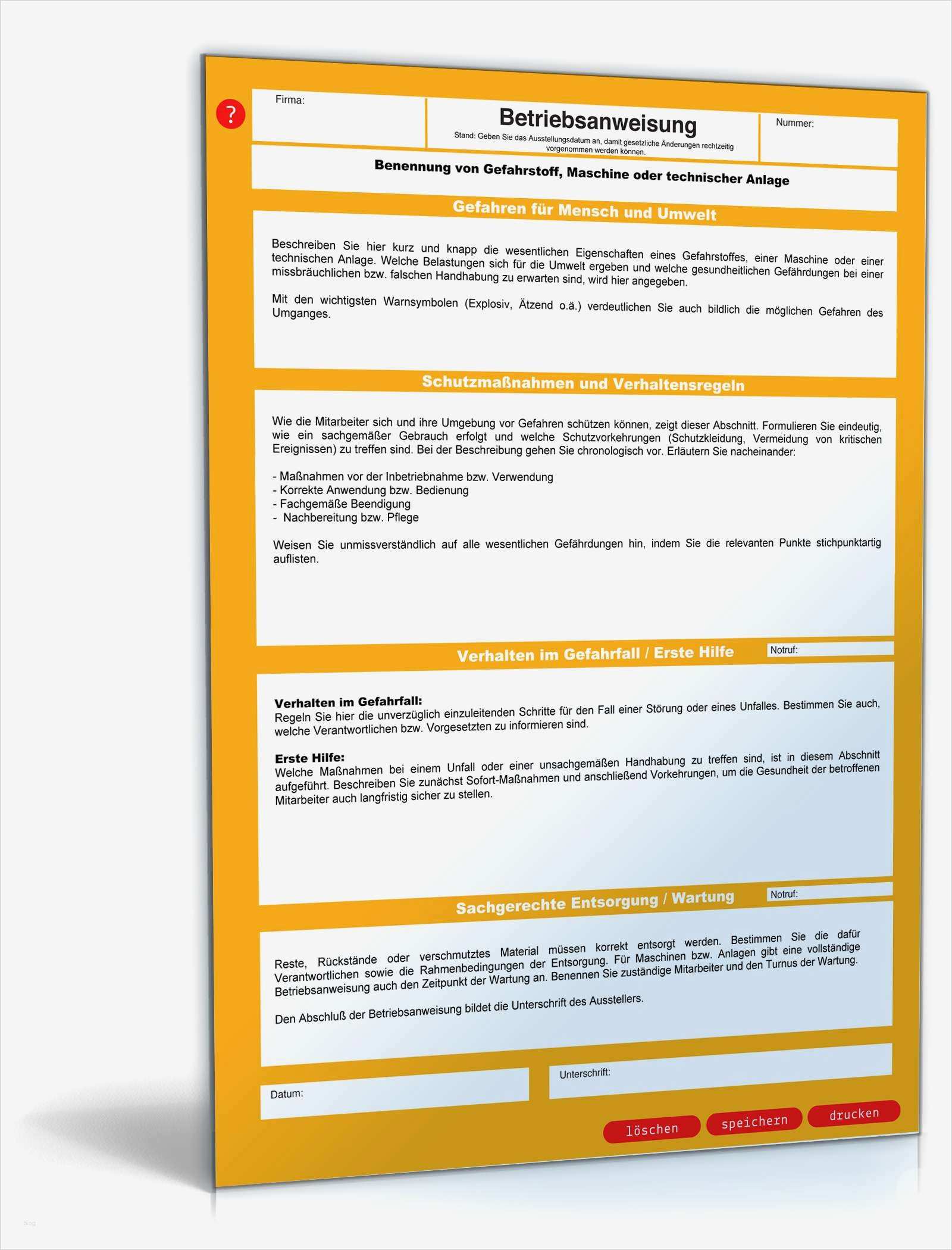 Betriebsanweisung Vorlage Angenehm Betriebsanweisung