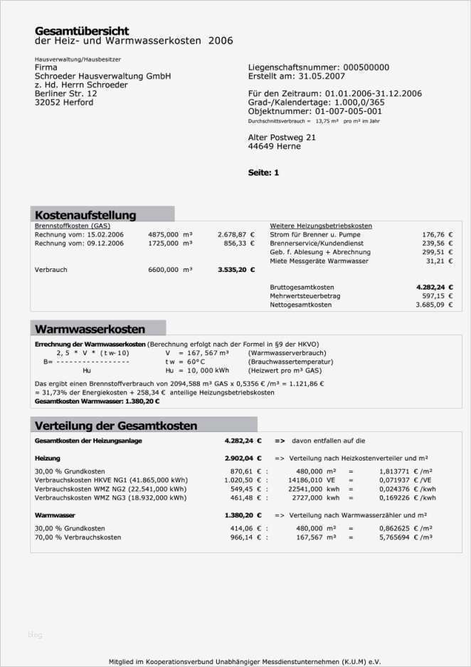 Betriebskostenabrechnung Vorlage Cool Biko Heizkostenabrechnung