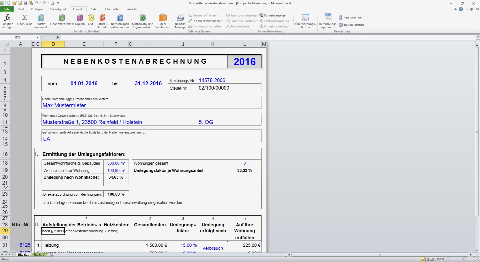 Betriebskostenabrechnung Vorlage Einzigartig Betriebskostenabrechnung software Muster