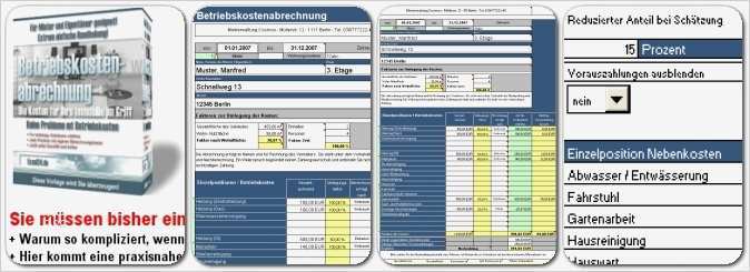 Betriebskostenabrechnung Vorlage Gratis Süß Nebenkostenabrechnung Excel Vorlage Download