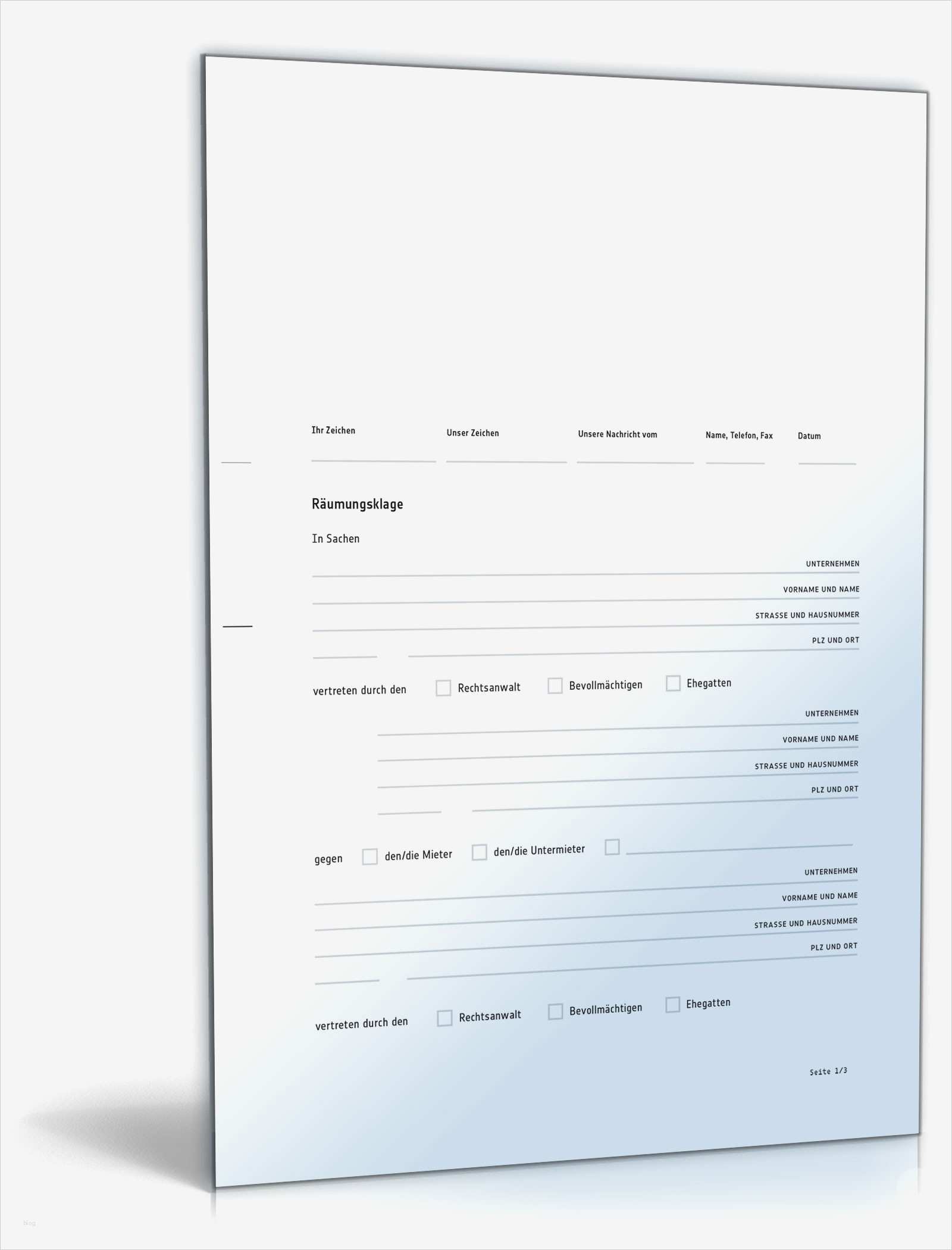 Bevollmächtigung Vorlage Erstaunlich Räumungsklage Vorlage Zum Download