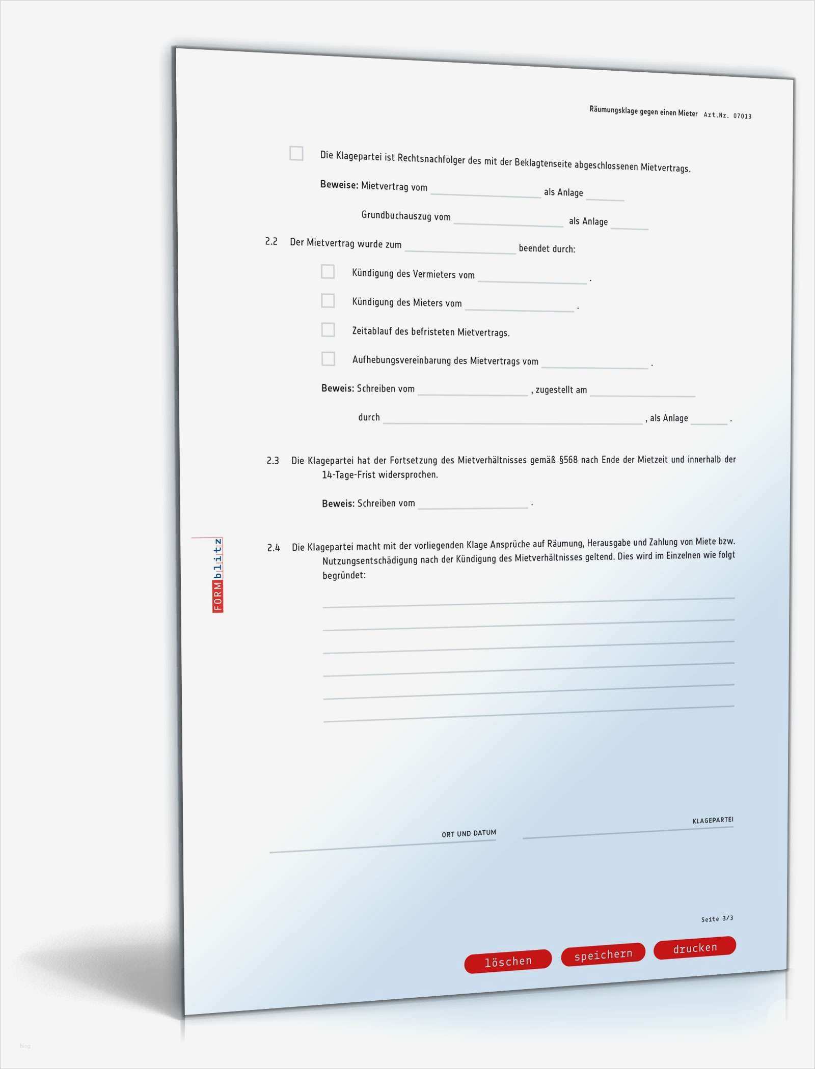 Bevollmächtigung Vorlage Schönste Räumungsklage Vorlage Zum Download