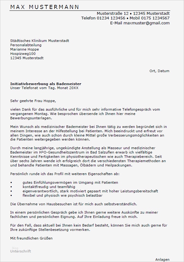 Bewerbung Als Bademeister Vorlagen Angenehm Bewerbung Bademeister Ungekündigt Berufserfahrung