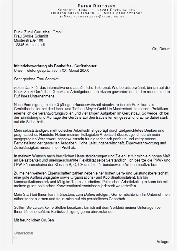Bewerbung Als Bademeister Vorlagen Angenehm Bewerbung Bauhelfer Berufseinsteiger sofort Download
