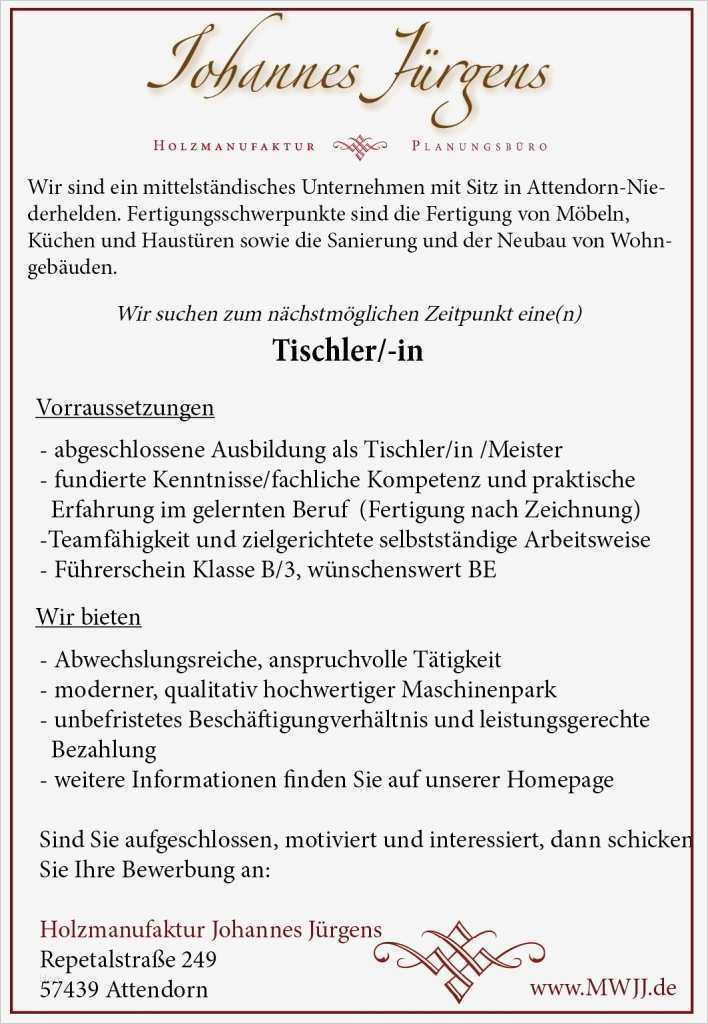 Bewerbung Als Tischler Vorlage Einzigartig Wir Bilden Aus