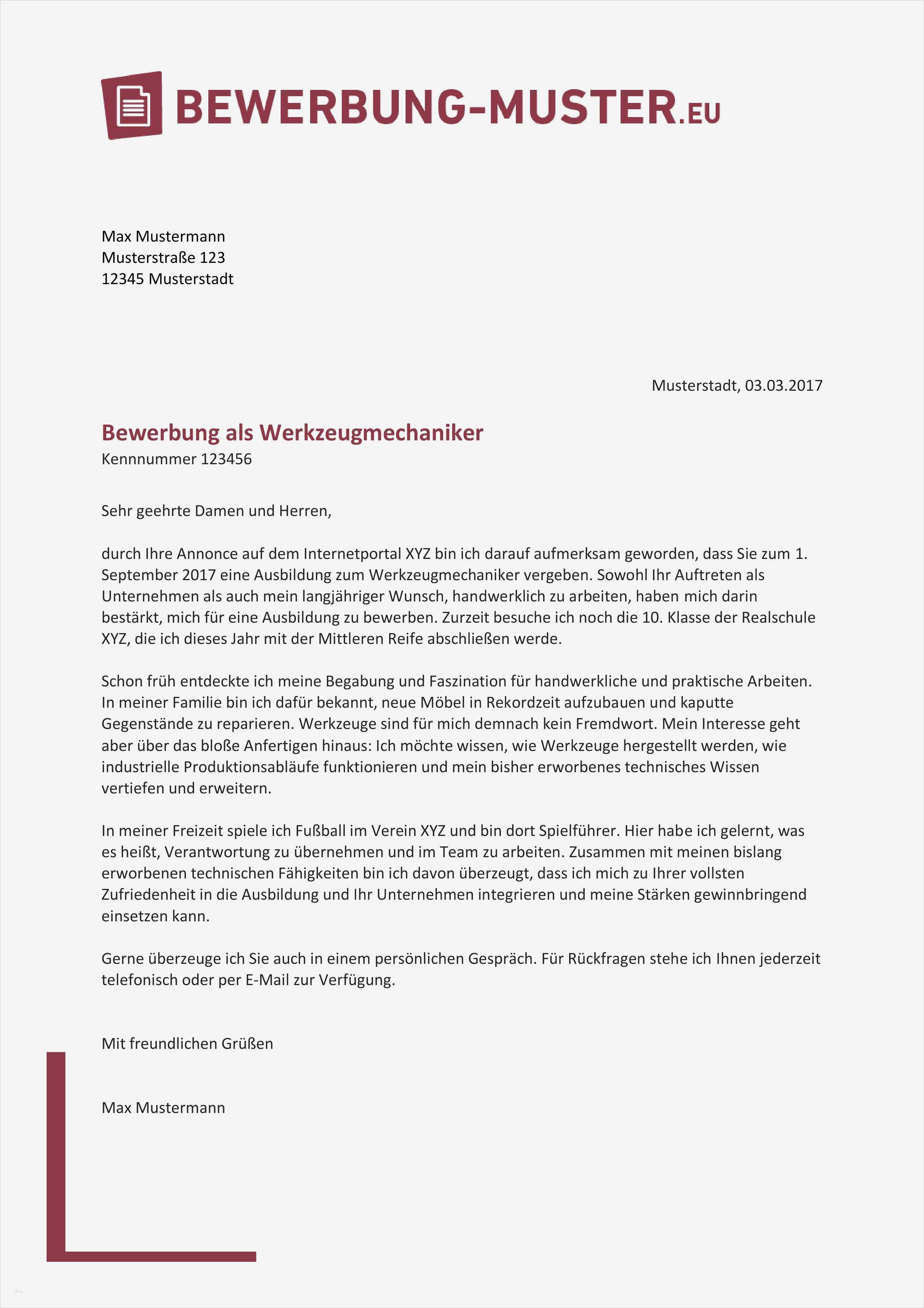 Bewerbung Als Tischler Vorlage Großartig Kostenloses Bewerbungsmuster Werkzeugmechaniker In
