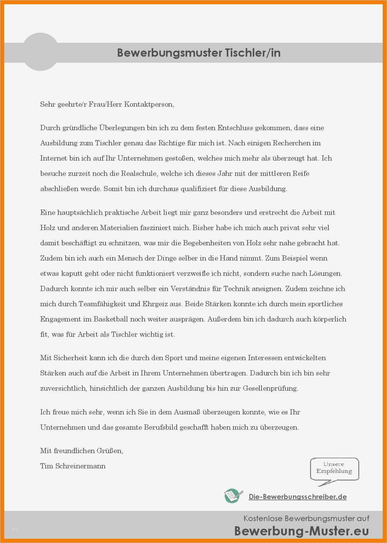 Bewerbung Als Tischler Vorlage Hübsch 6 Bewerbung Als Tischler