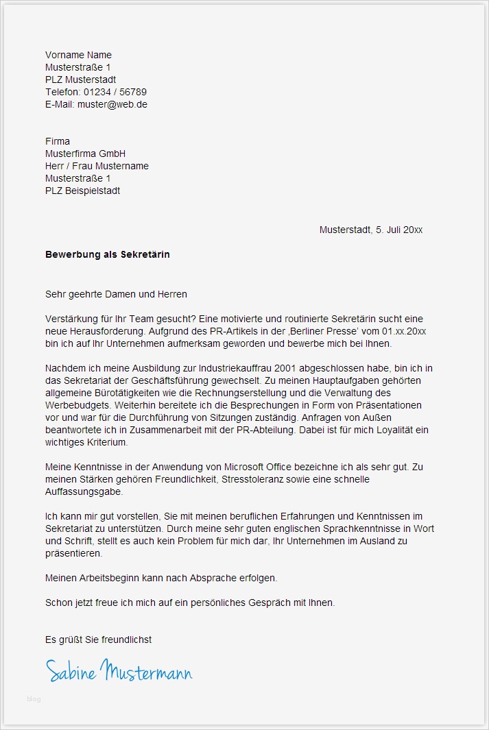 Bewerbung assistentin Der Geschäftsführung Vorlage Inspiration Bewerbungsschreiben